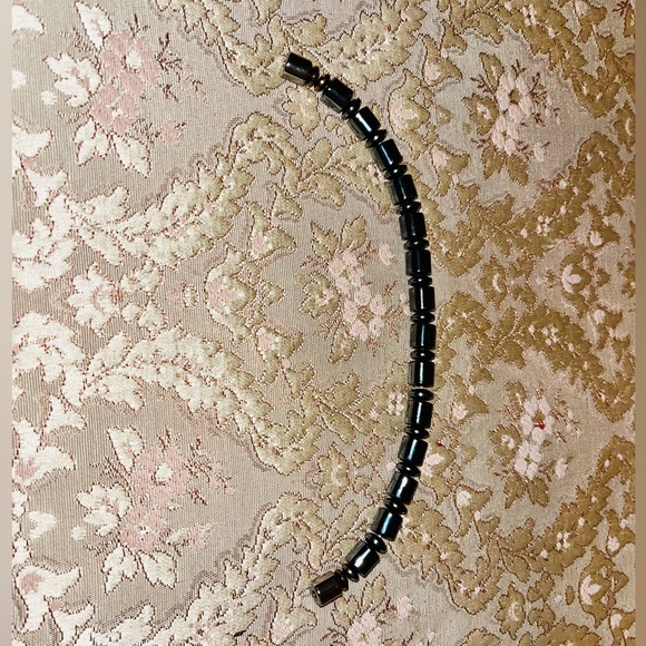 Polished Magnetic Hematite Beads and Discs Stretch Bracelet - Picture 2 of 6